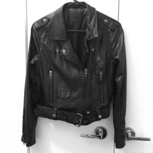 BLANKNYC Faux Leather Crop Moto Jacket